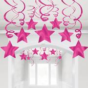 Bright Pink Star Swirl Decorations, 30ct