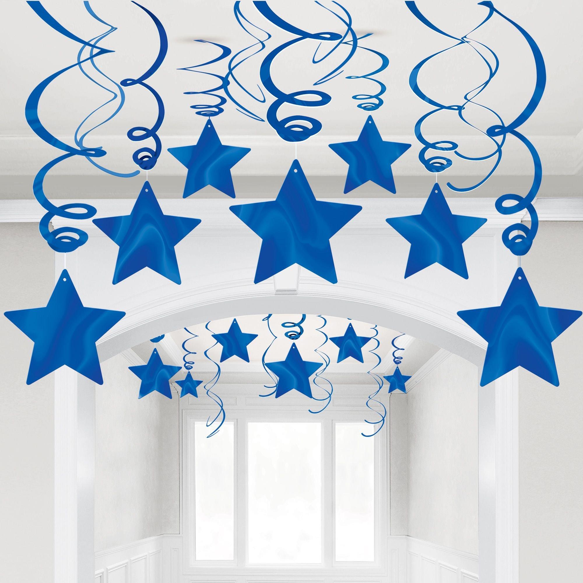 Royal Blue Star Swirl Decorations, 30ct