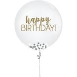 Gold & Silver Happy Birthday Confetti Balloon
