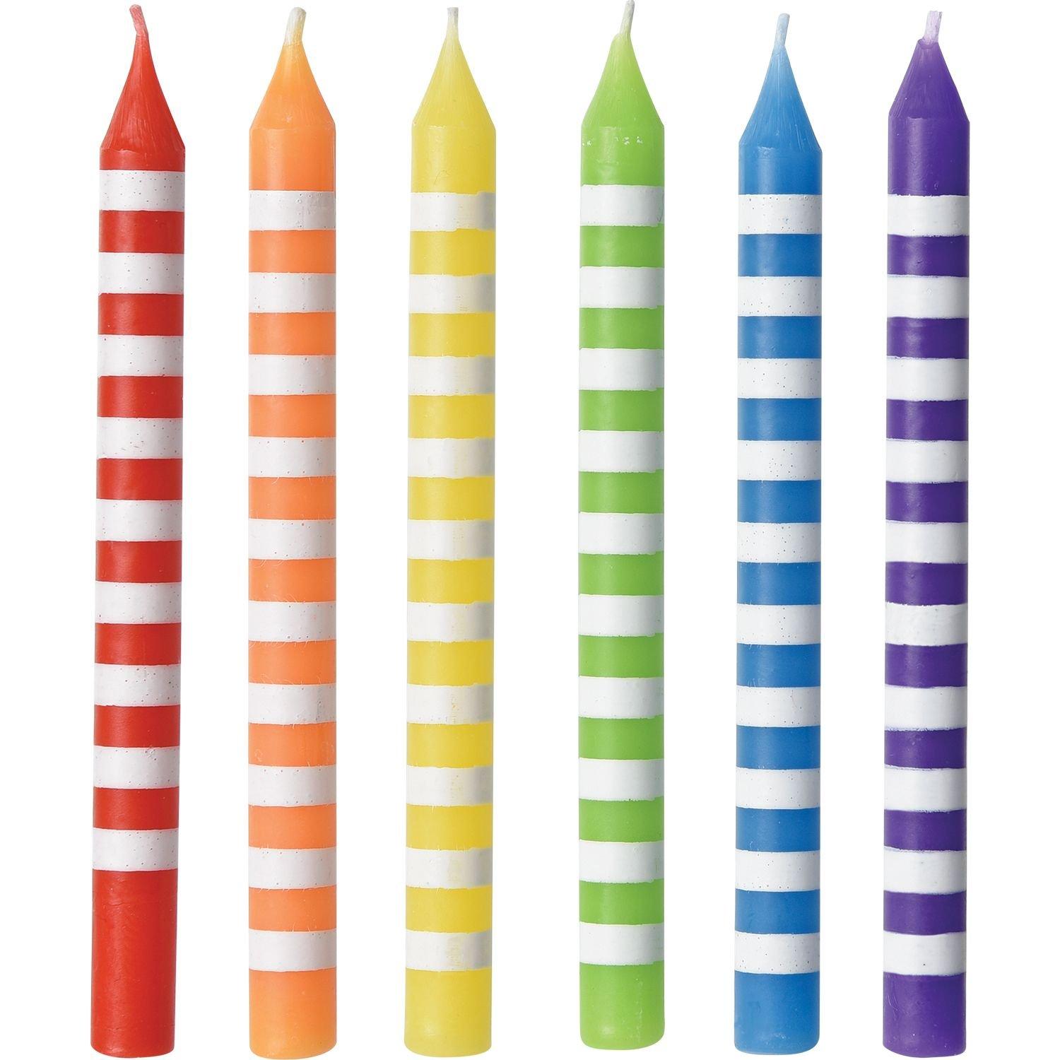 Rainbow Striped Birthday Candles 12ct Party City