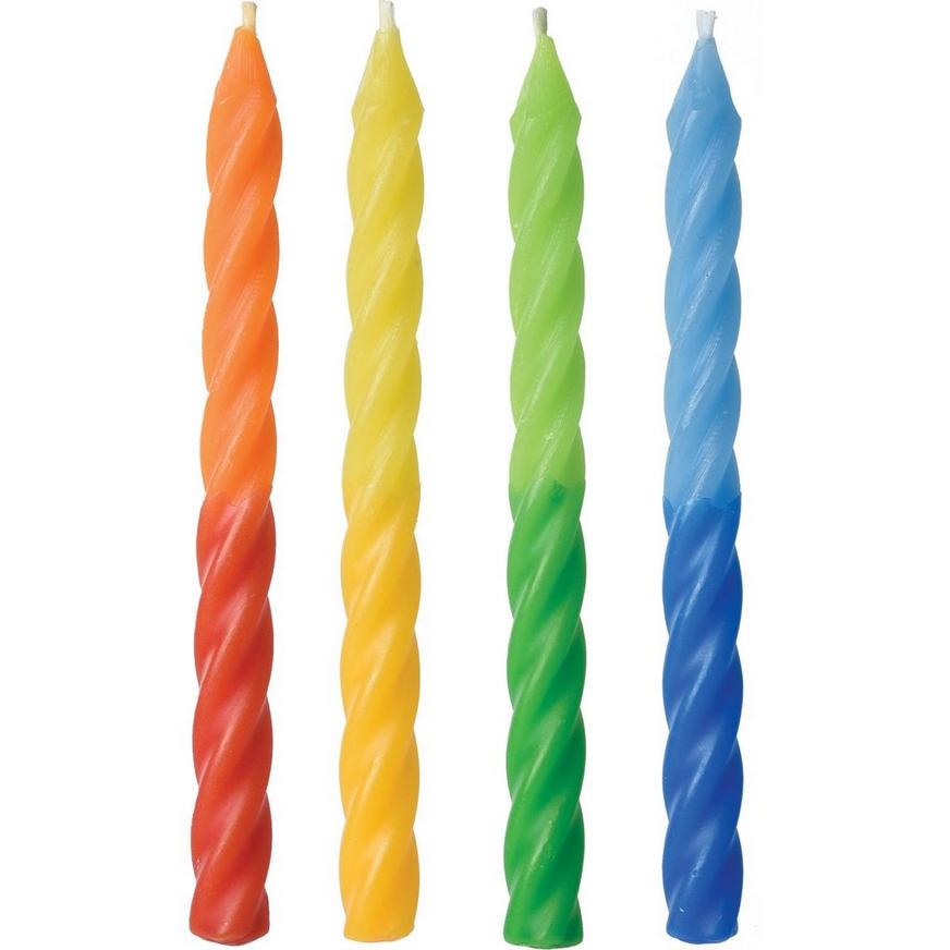 Rainbow Color-Block Birthday Candles 12ct