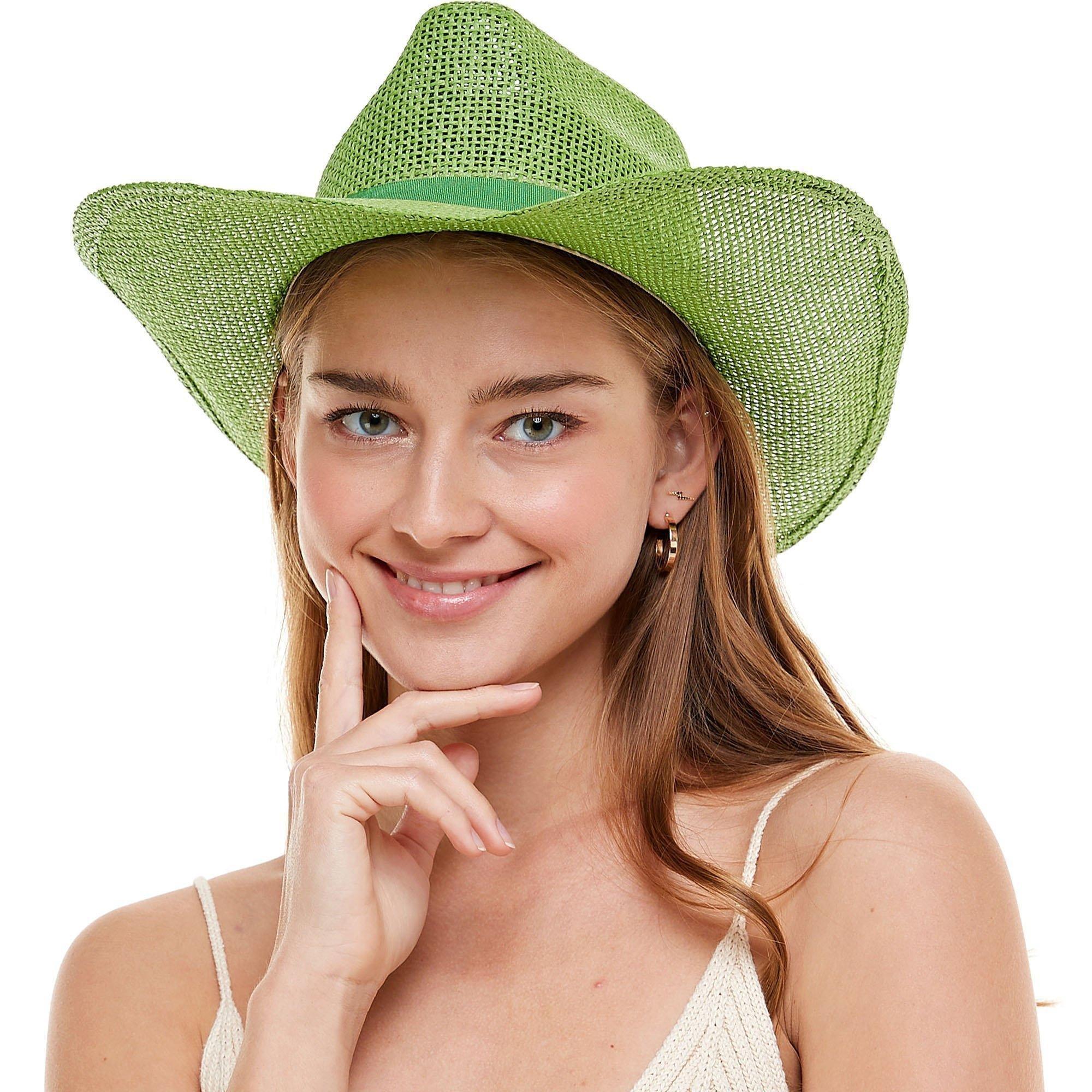 Green straw cowboy hat online