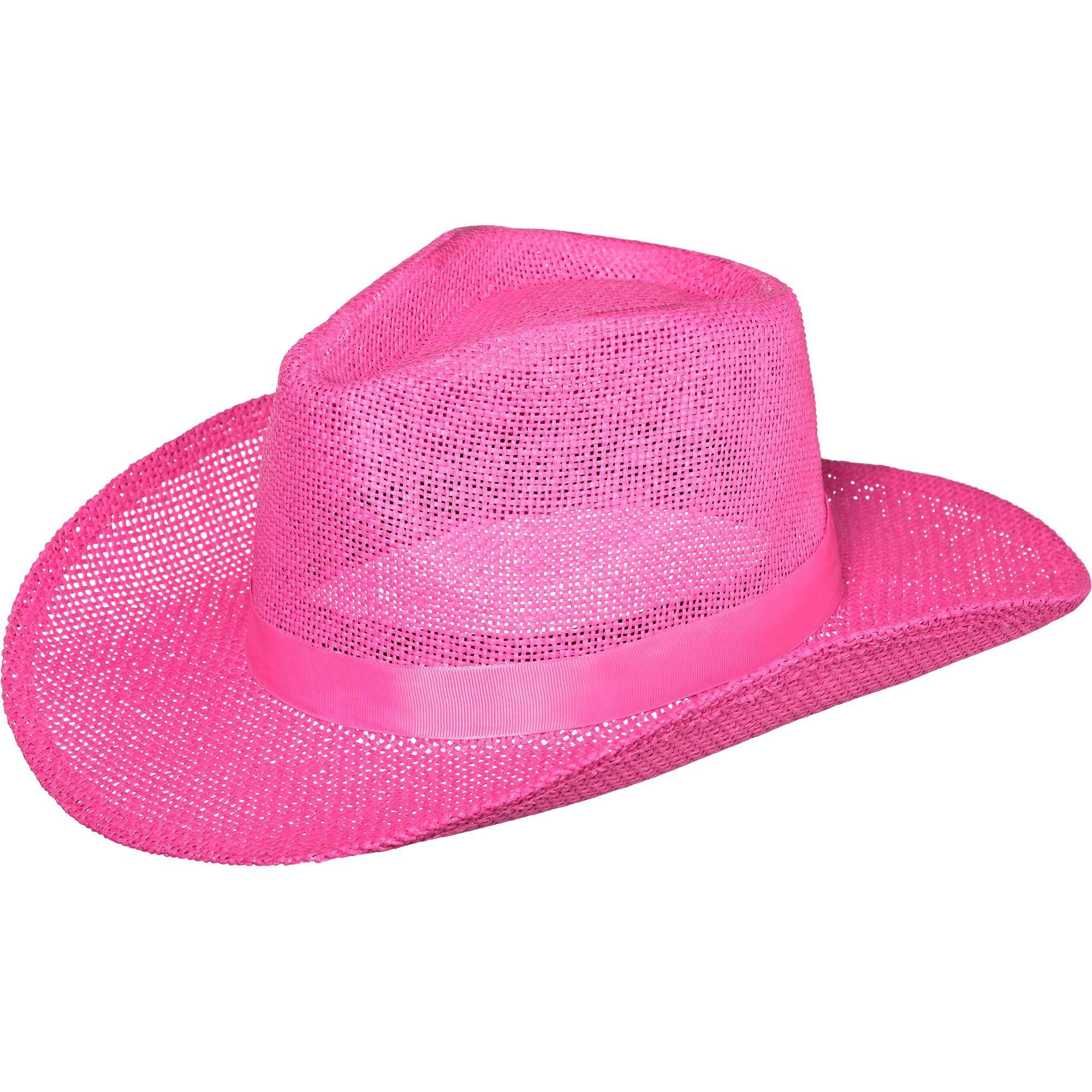 Pink Straw Cowboy Hat