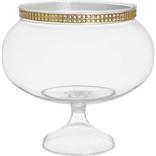 Gold Rhinestone Plastic Pedestal Bowl, 60oz