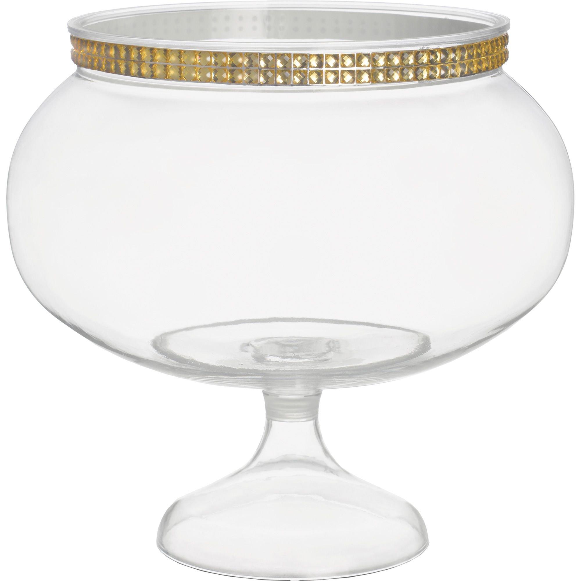 Rhinestone Plastic Pedestal Bowl, 60oz