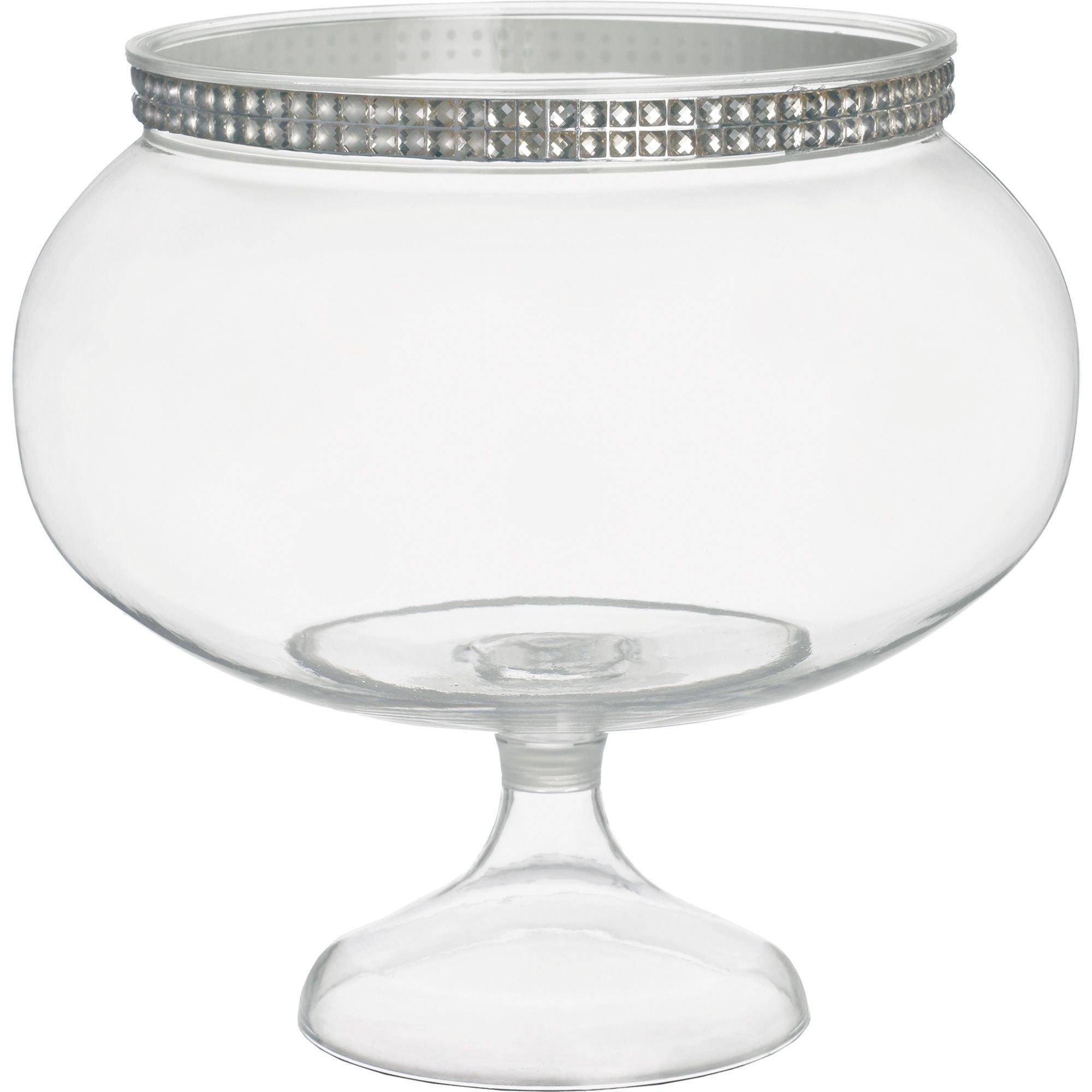 Rhinestone Plastic Pedestal Bowl, 60oz