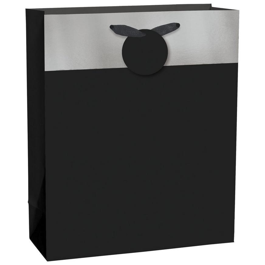Large Metallic & Matte Black Gift Bag 10 1/2in x 13in