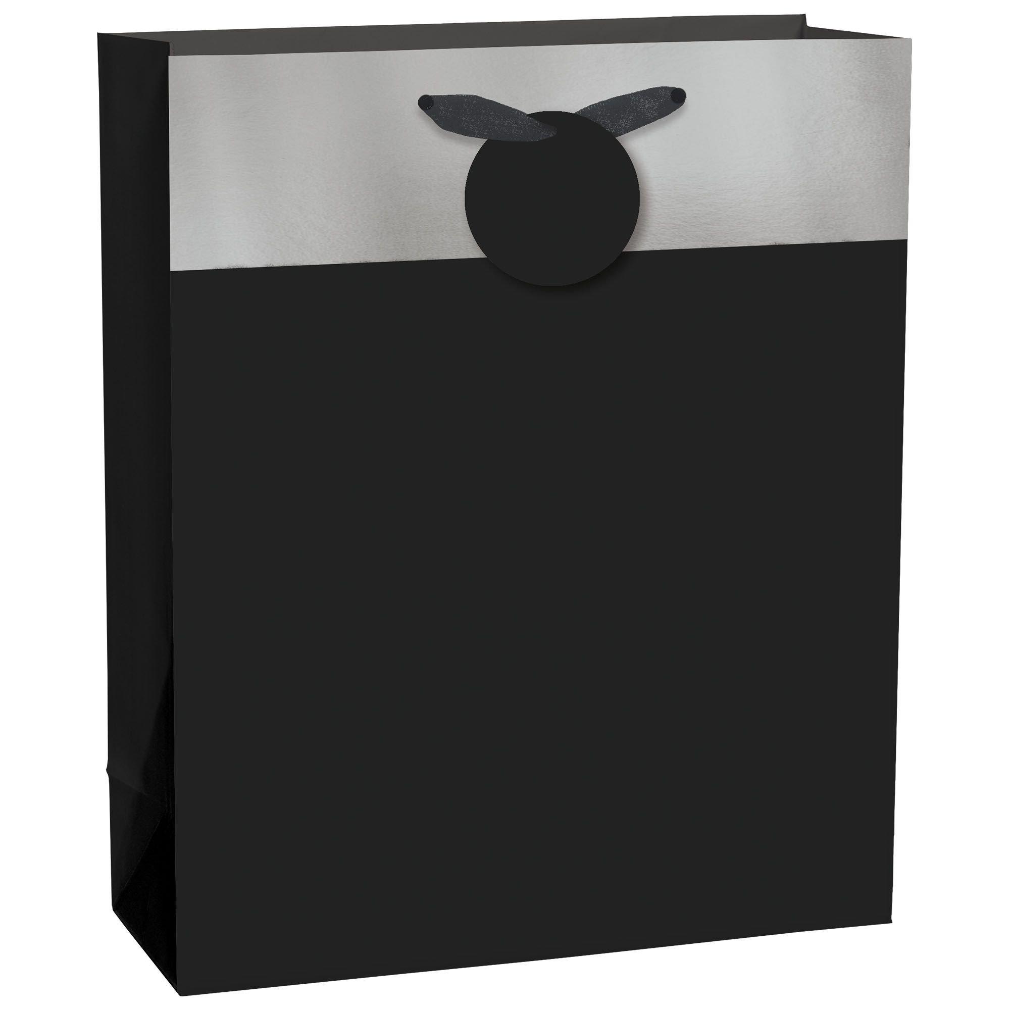 Large Metallic & Matte Black Gift Bag 10 1/2in x 13in | Party City