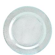Blue Glitter & White Premium Plastic Dessert Plates, 7.5in, 10ct