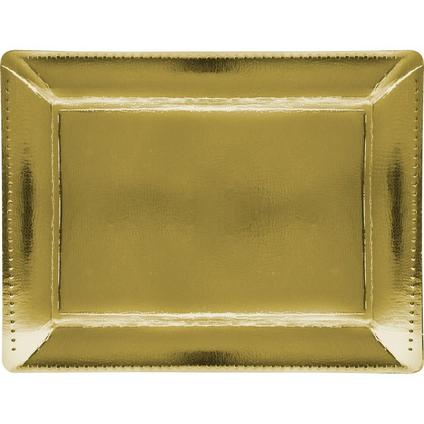 Metallic Gold Rectangular Paper Platters, 12in x 16in, 2ct