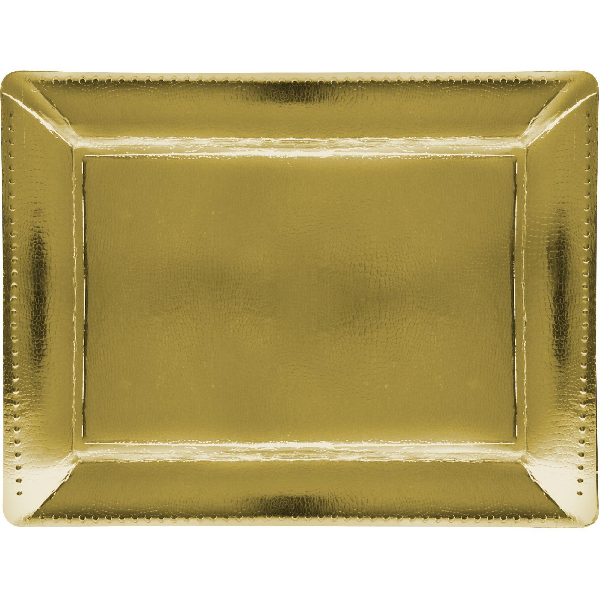 Metallic Paper Rectangular Platters, 16in, 2ct