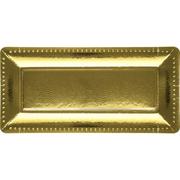 Metallic Gold Long Rectangular Paper Platters, 5.5in x 16in, 3ct