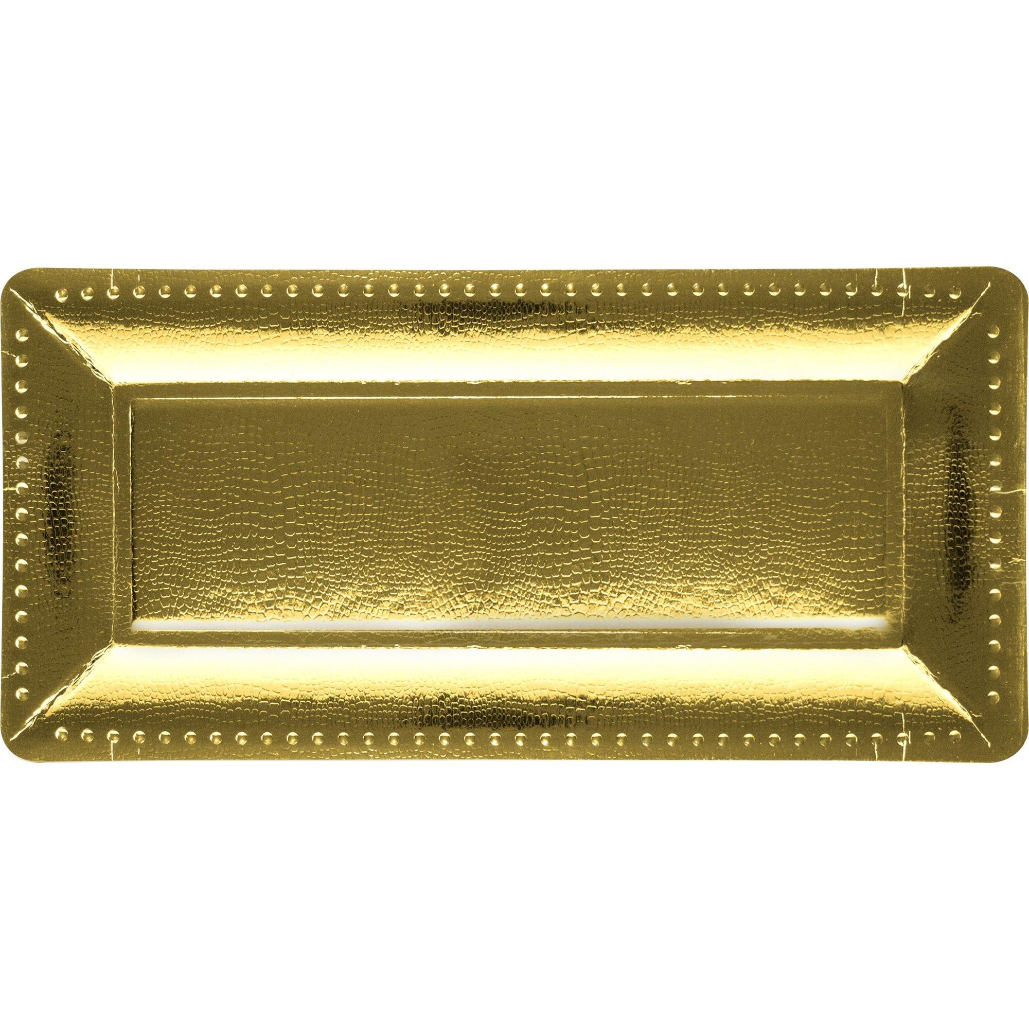 Metallic Long Rectangular Paper Platters, 16in, 3ct