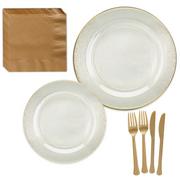 Premium Glitter Gold & White Tableware Kit for 20 Guests