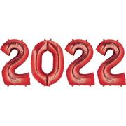 Red 2022 Foil Balloon Year, 35in Numbers