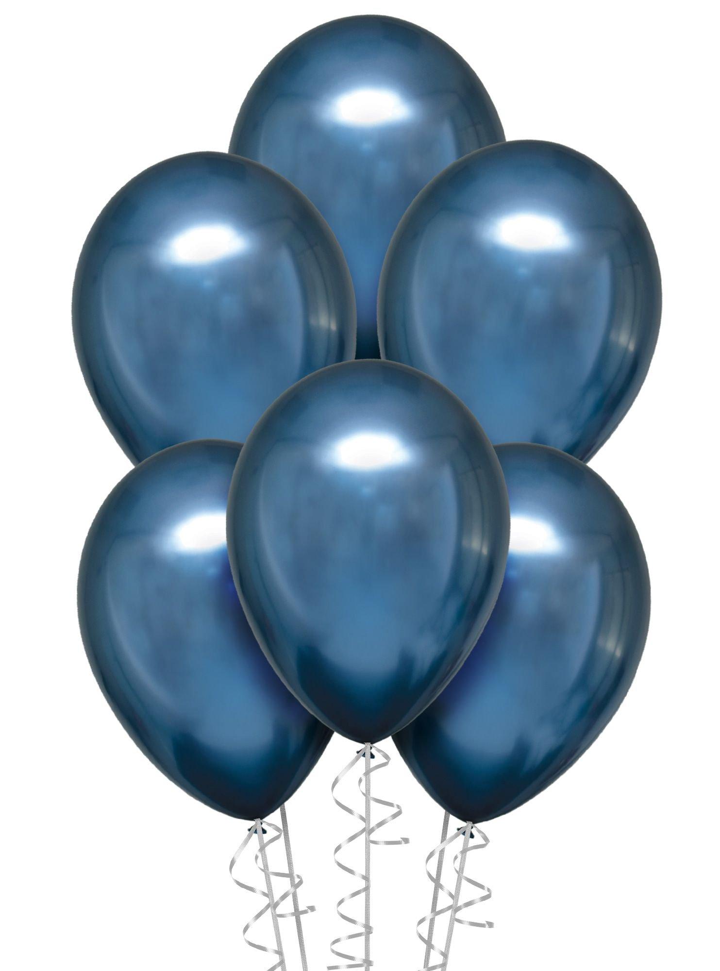 Amscan 6ct, 11in, Azure Blue Metallic Chrome Satin Luxe Latex Balloons
