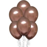 6ct, 11in, Rose Copper Metallic Chrome Satin Luxe Latex Balloons