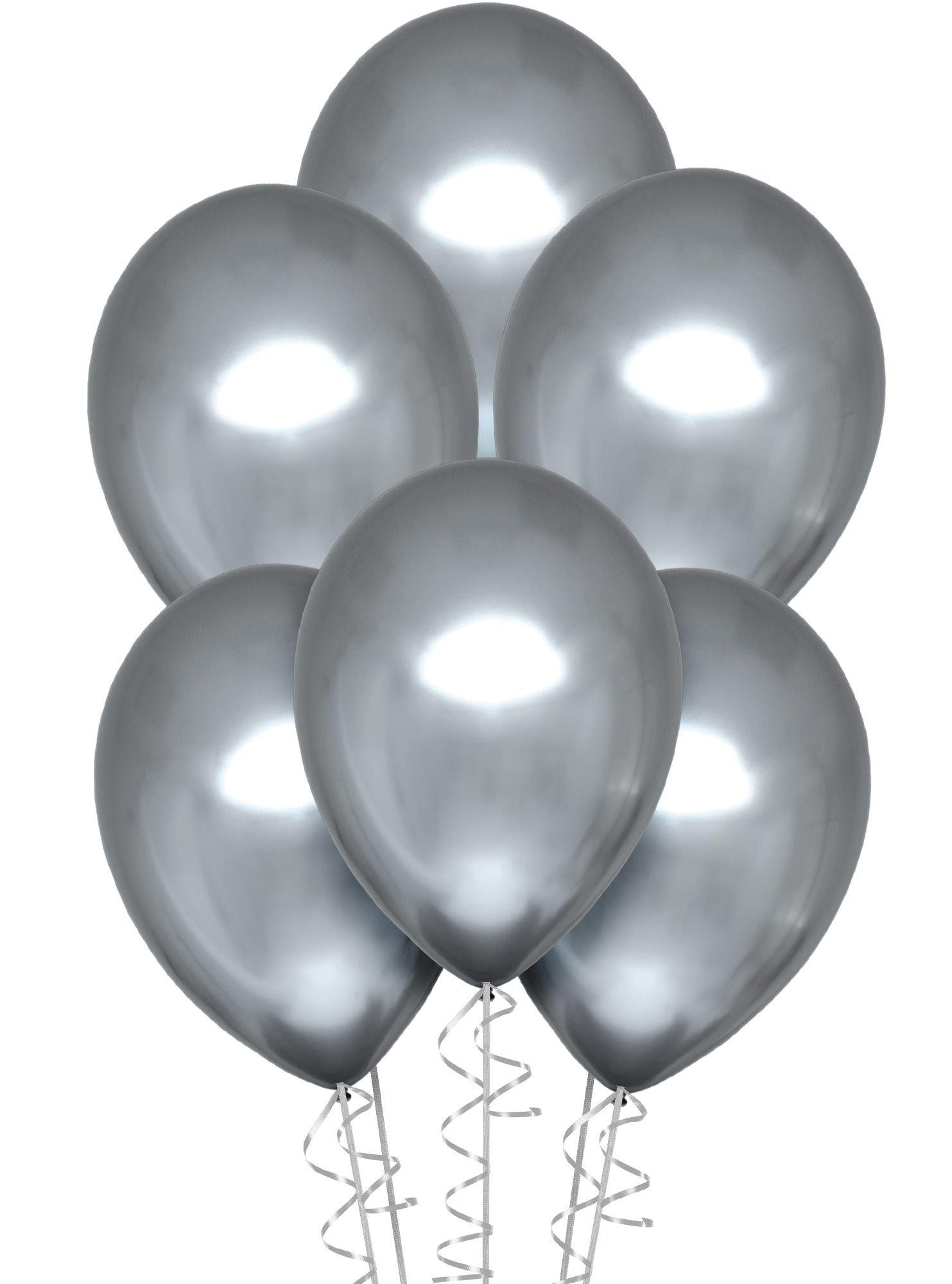 6ct, 11in, Metallic Chrome Satin Luxe Latex Balloons