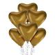 6ct, 12in, Gold Metallic Chrome Satin Luxe Latex Heart Balloons