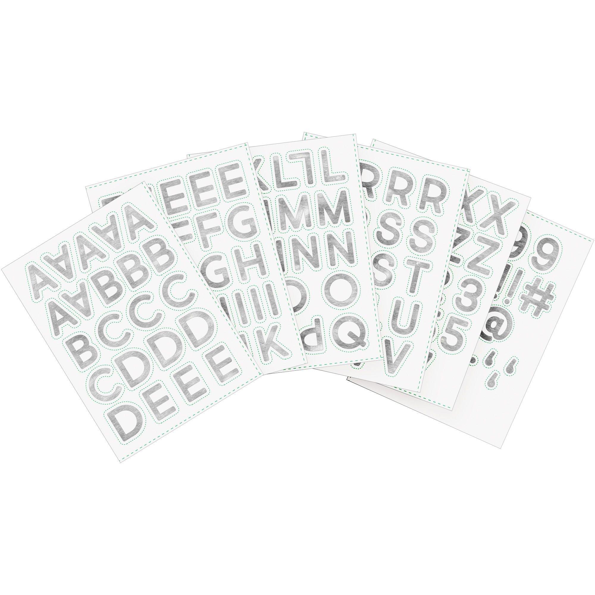 PVC Alphabet Stickers Silver Letter Stickers Number Stickers DIY