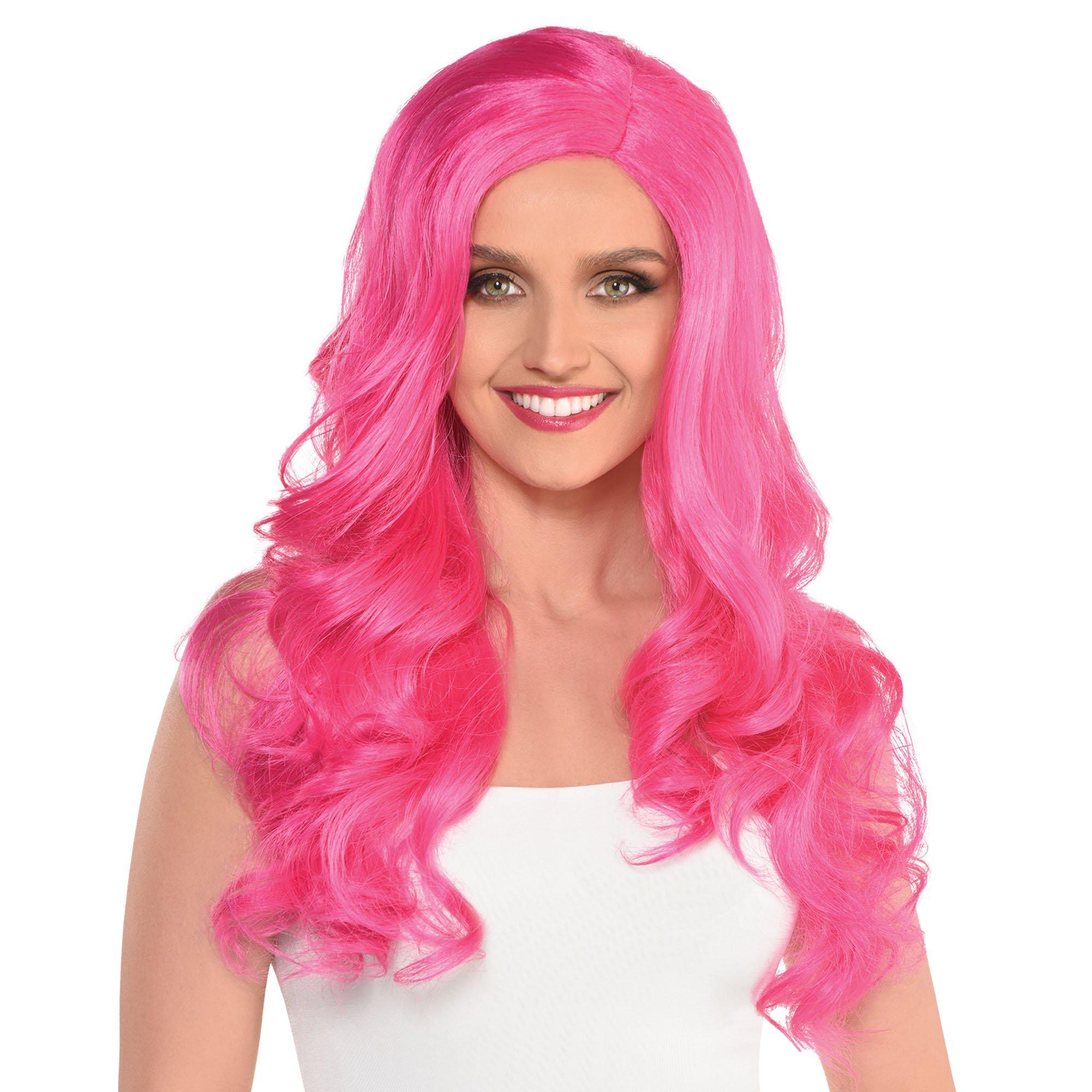 Pink Long Glam Wig Party City 