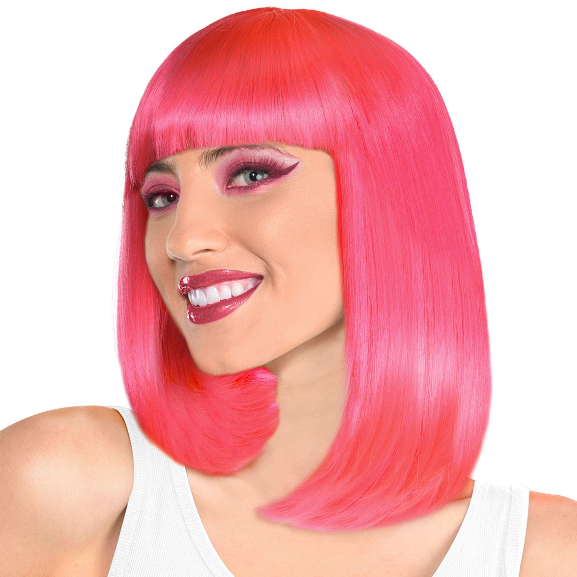 Pink Long Bob Wig Party City