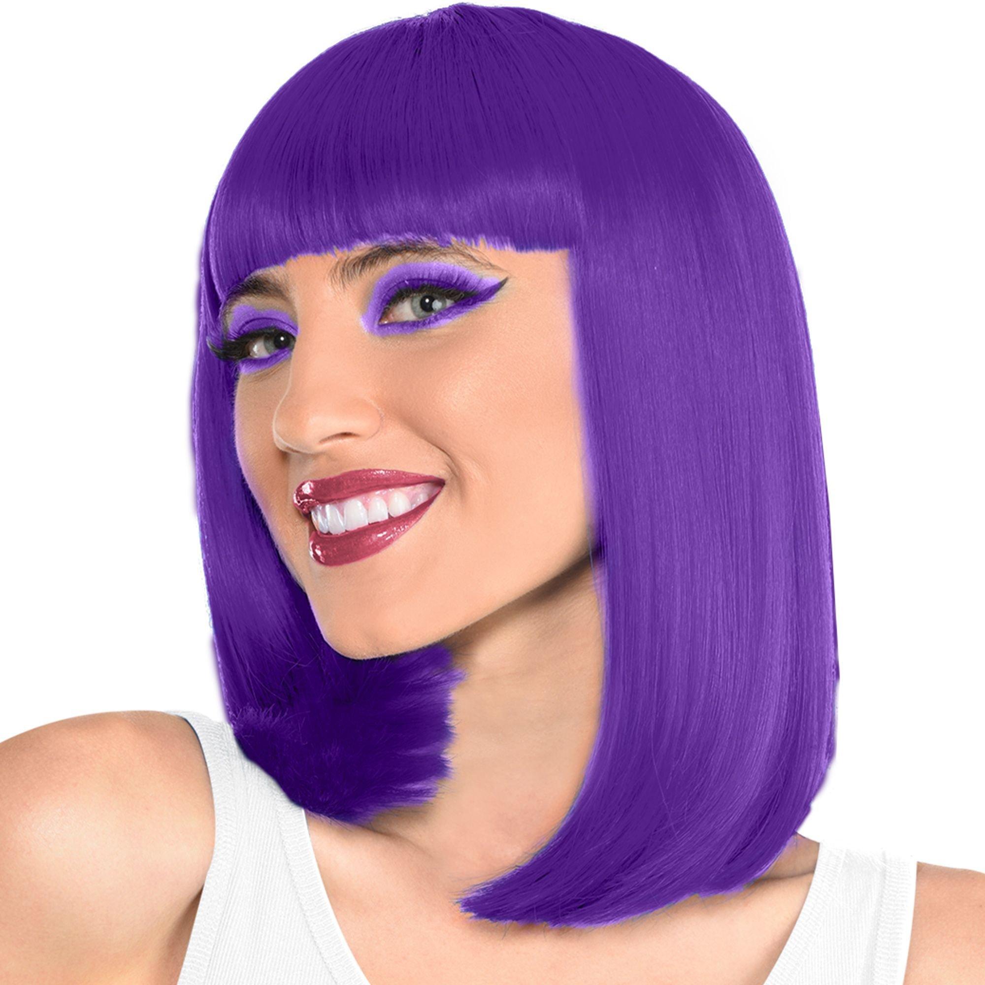 Short hair purple clearance wig