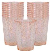 Glitter Rose Gold Plastic Cups, 10oz, 20ct