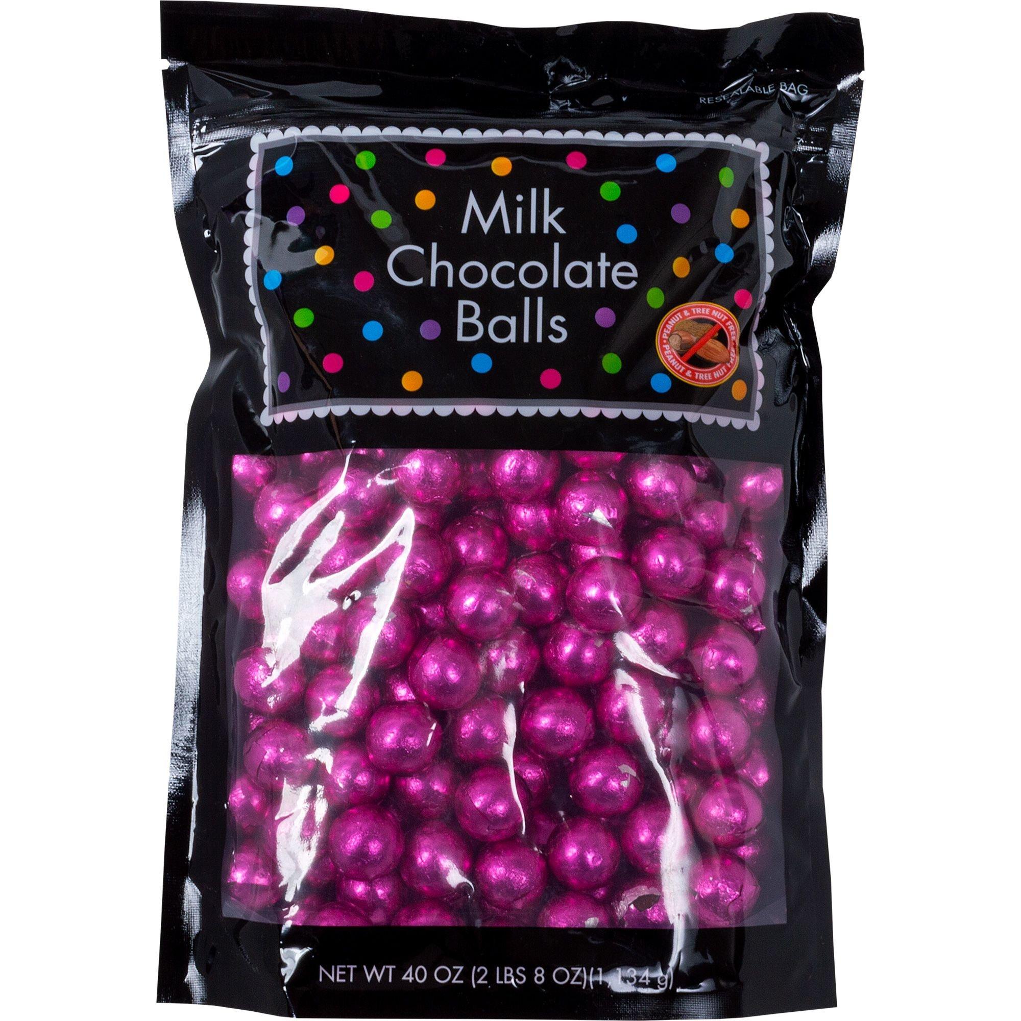 Bright Pink Milk Chocolate Balls 40oz Party City