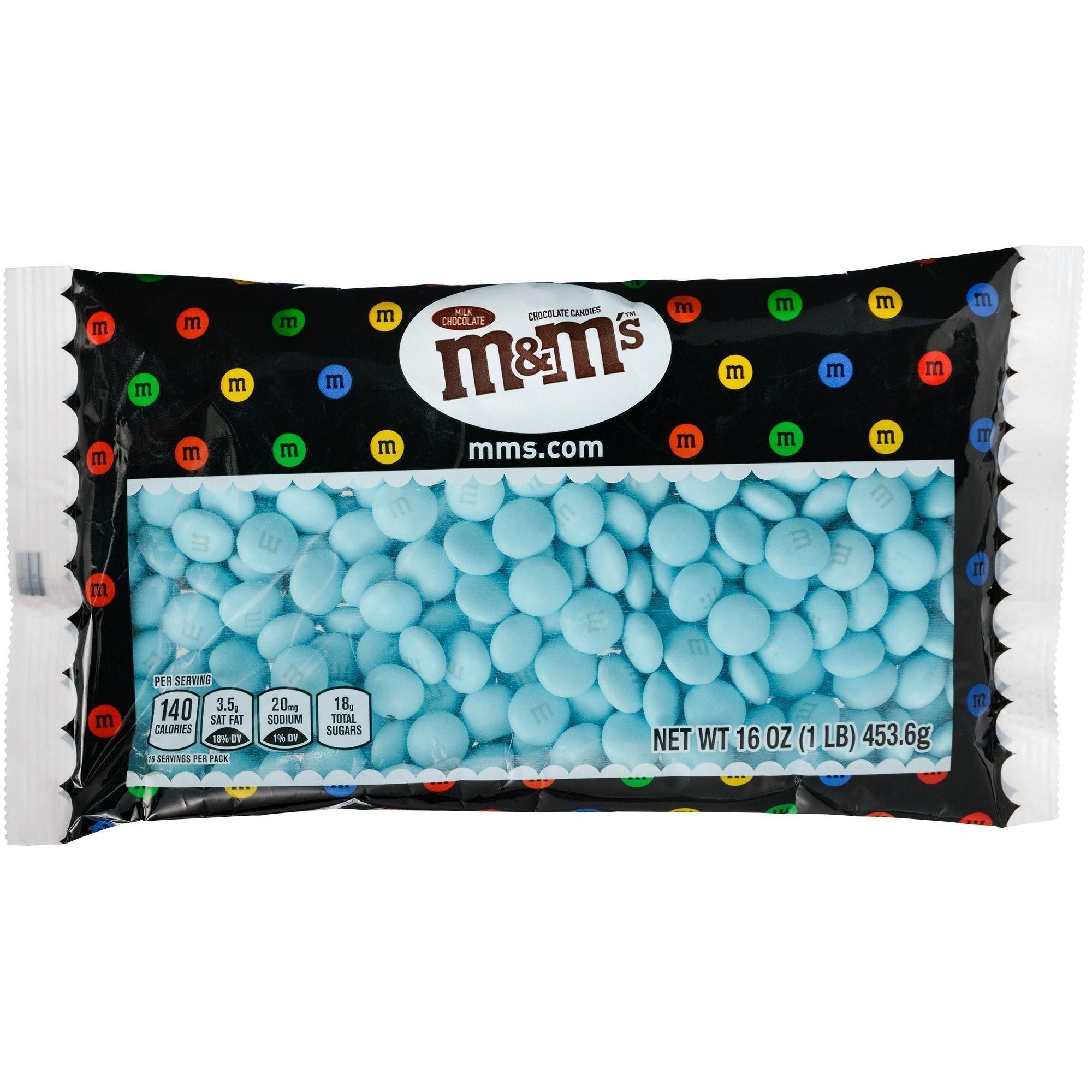 Light Blue & White M&M's Chocolate Candy - 1 lb Bag