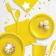 Yellow Tableware Kit for 20 Guests, 222pc