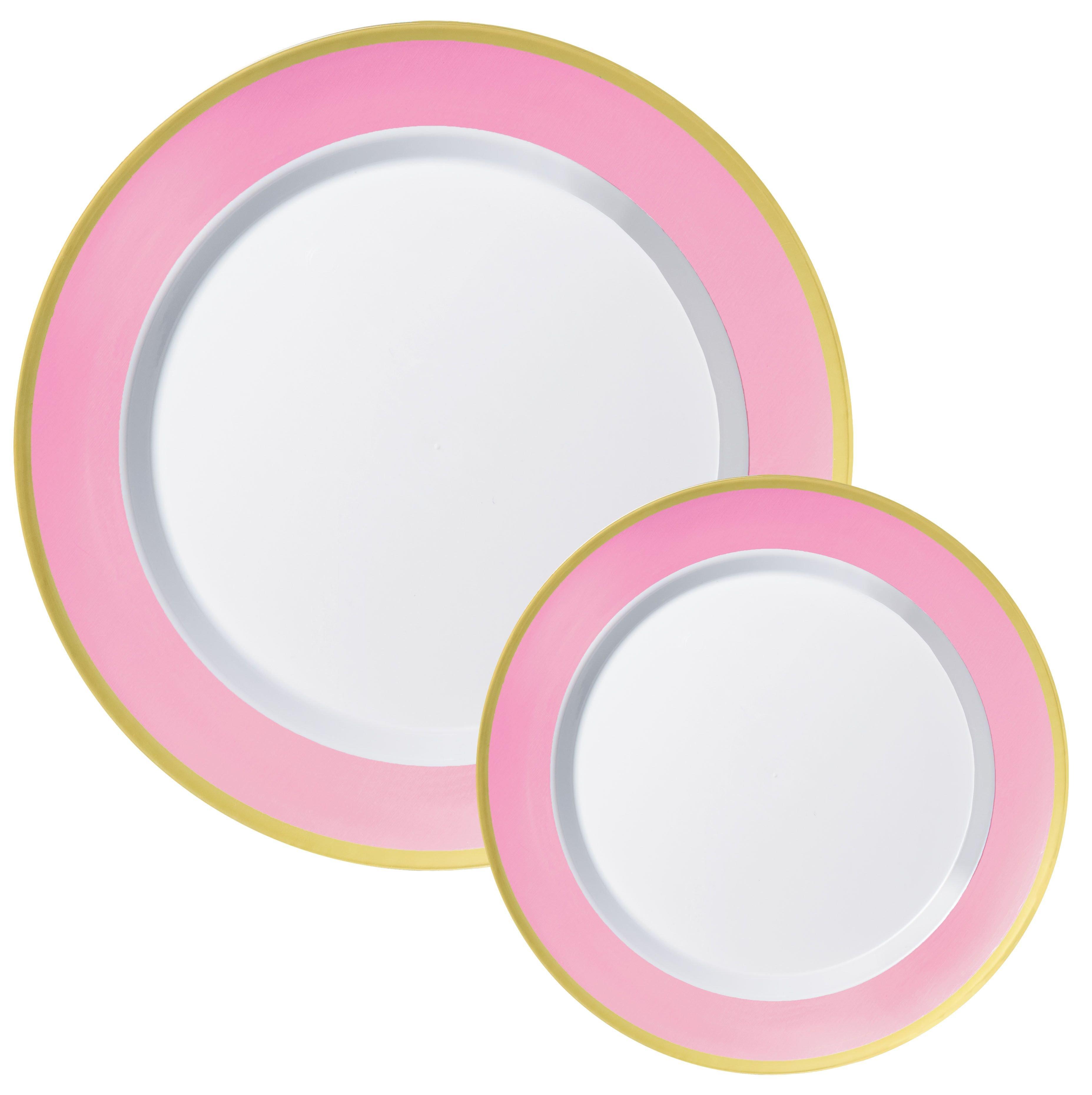 Pink and clearance gold plastic plates