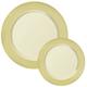 Vanilla Cream Round Premium Plastic Dinner (10.25in) & Dessert (7.5in) Plates with Gold Border, 20ct
