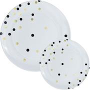 Confetti Round Premium Plastic Dinner (10.5in) & Dessert (7.5in) Plates, 20ct