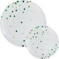Green Confetti Round Premium Plastic Dinner (10.5in) & Dessert (7.5in) Plates, 20ct