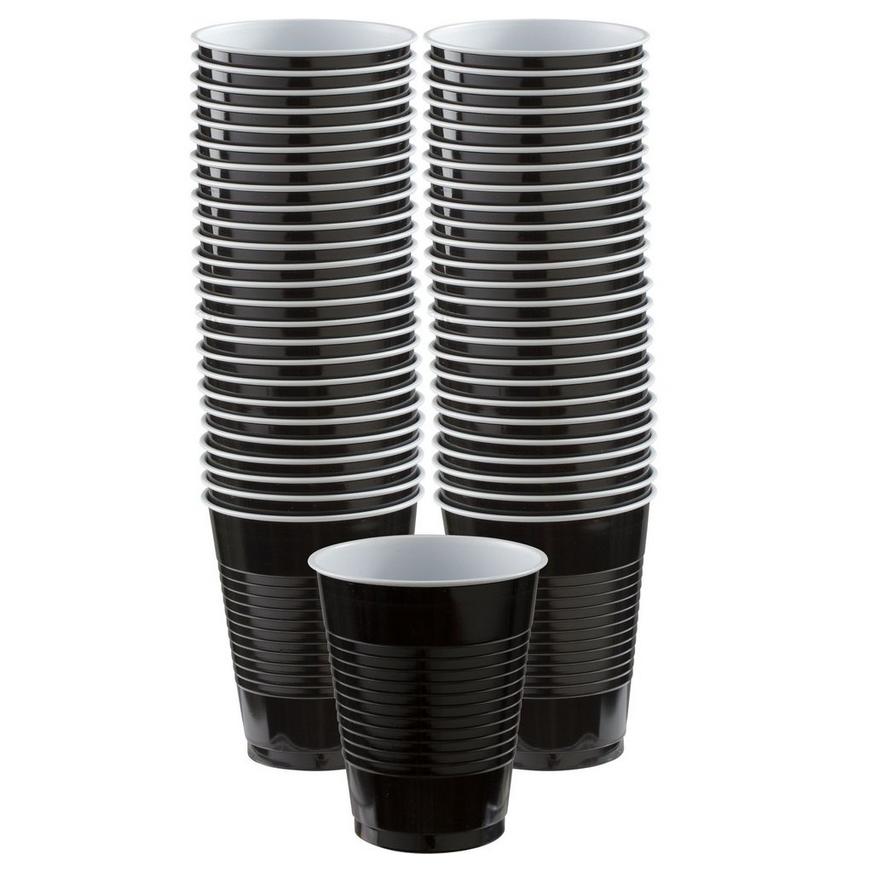 Black Plastic Cups, 18oz, 50ct