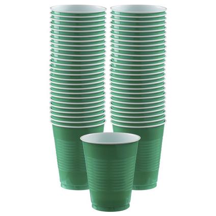Festive Green Plastic Cups, 16oz, 50ct