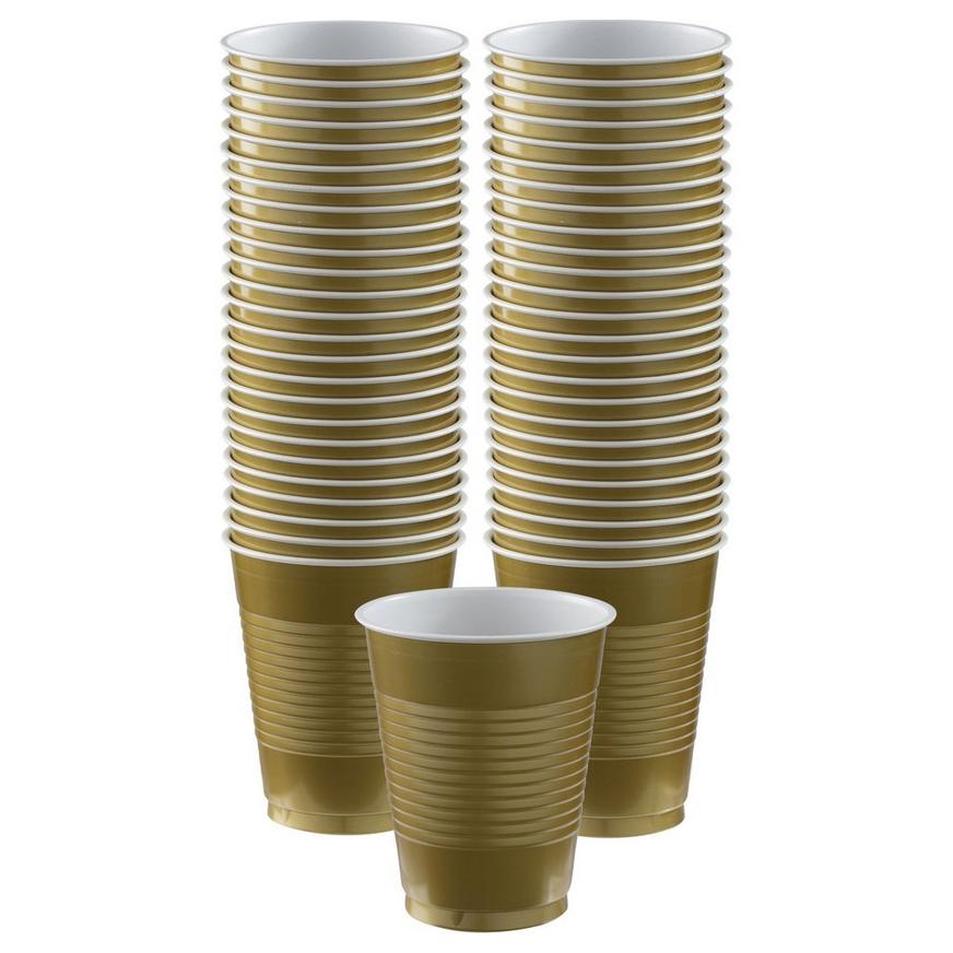 Gold Plastic Cups, 18oz, 50ct