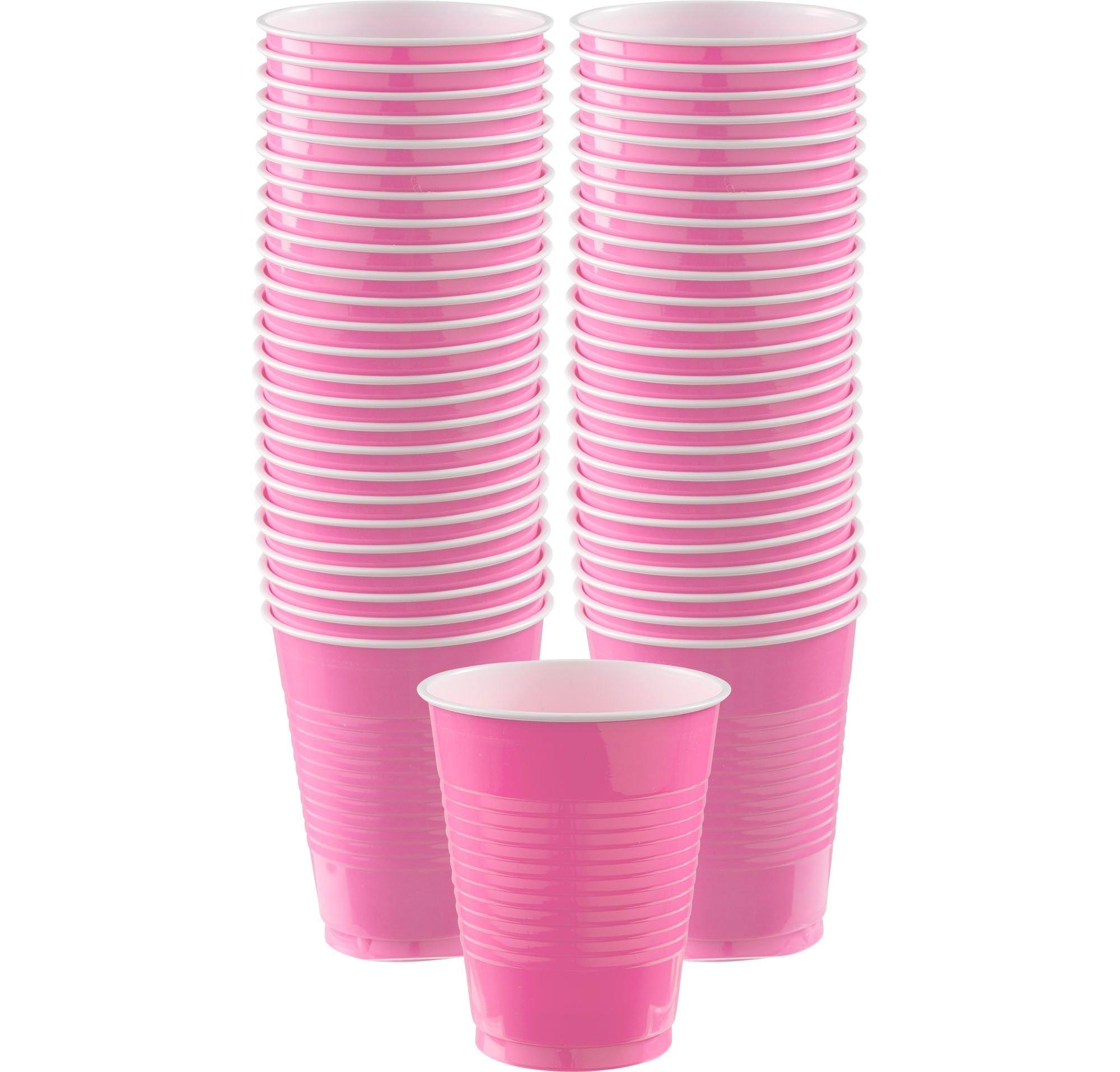 Pink Party Cups, 16 Oz, Plastic Disposable Bulk Party Decorations