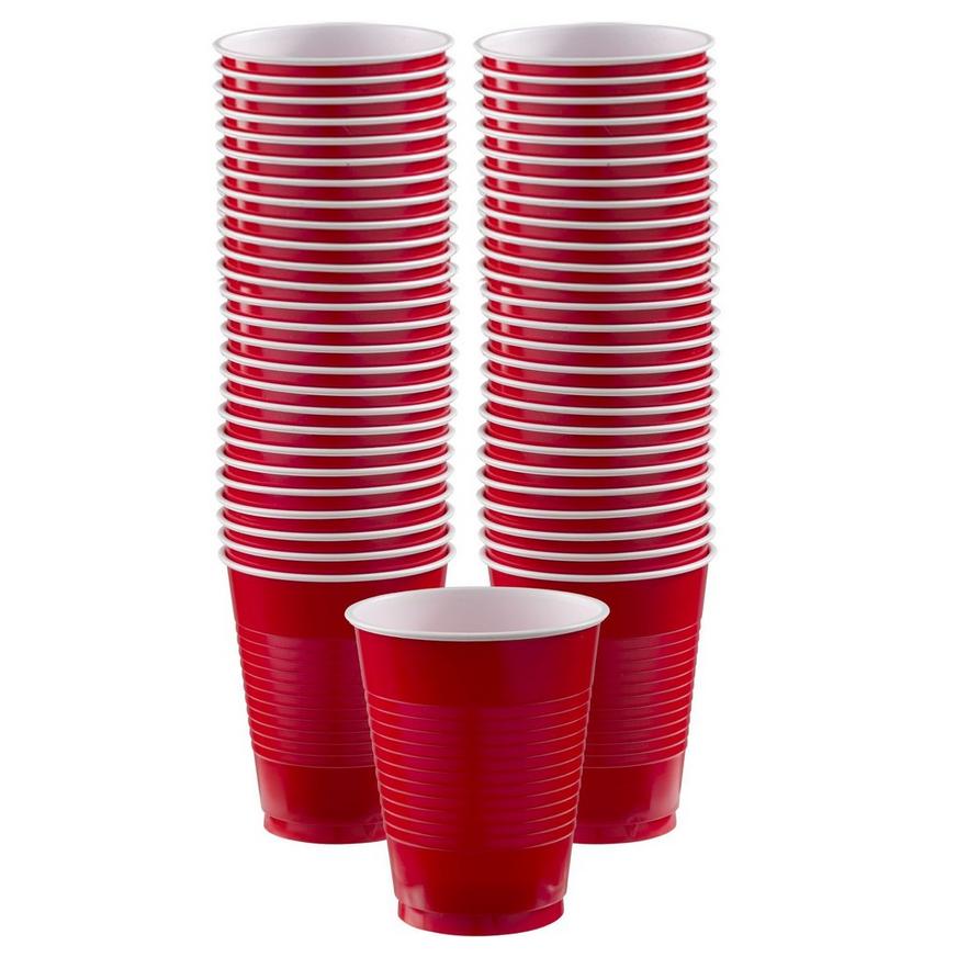 Red Plastic Cups, 18oz, 50ct