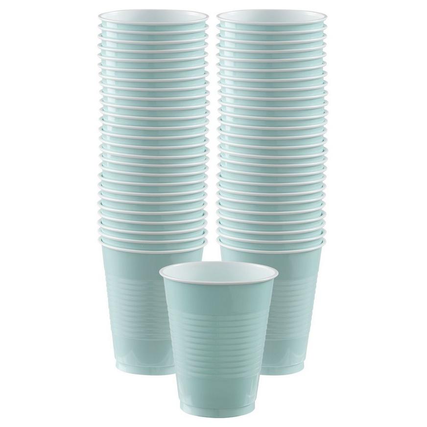 Robin's Egg Blue Plastic Cups, 18oz, 50ct