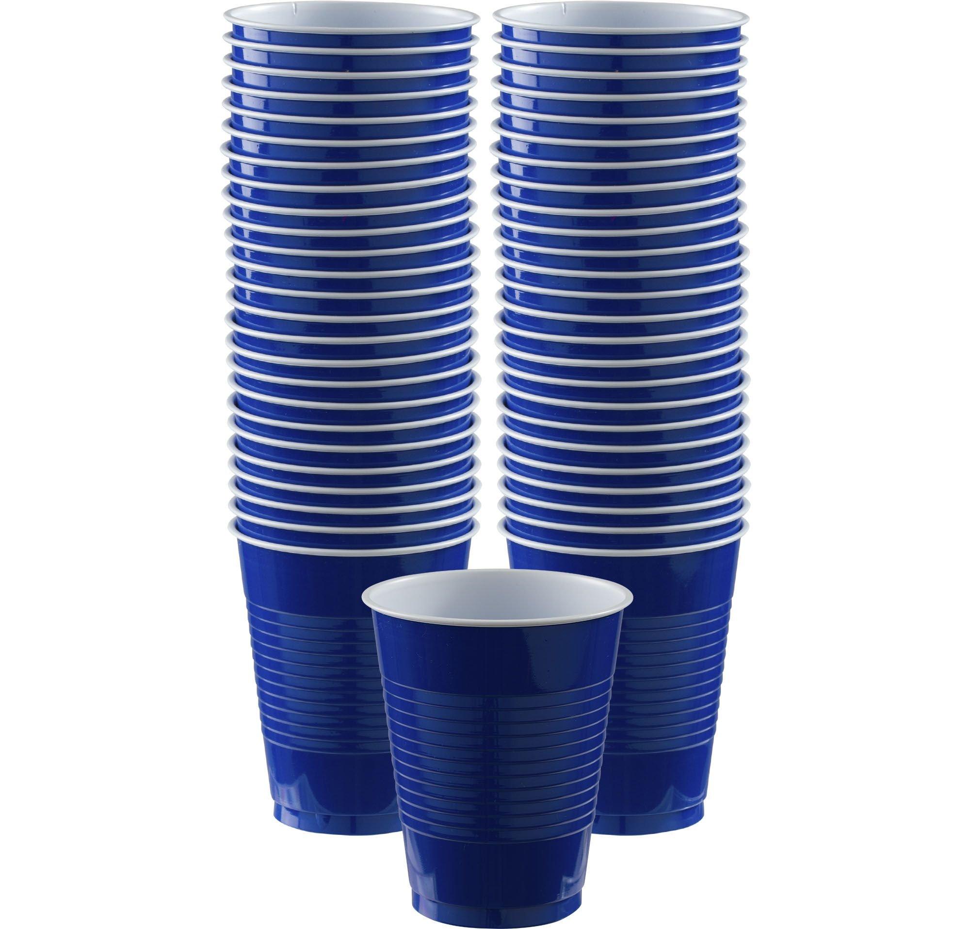 16-Ounce Plastic Party Cups in Blue (50 Pack) - Disposable Plastic