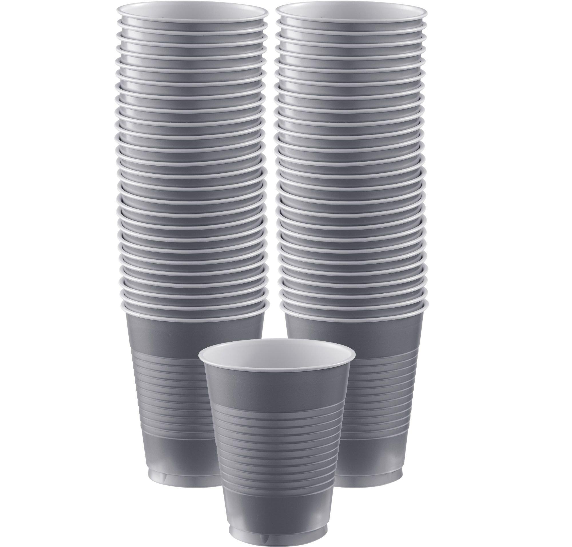12.5 Oz White and Silver Plastic Coffee Cups - Luxe Party – Luxe Party NYC