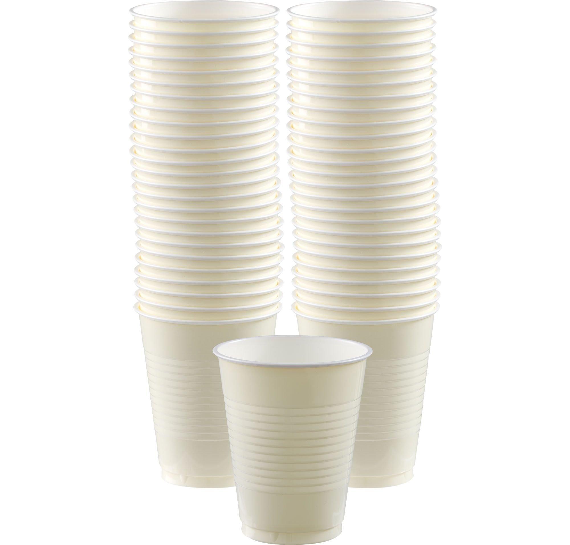 Vanilla Cream Plastic Cups, 18oz, 50ct | Party City