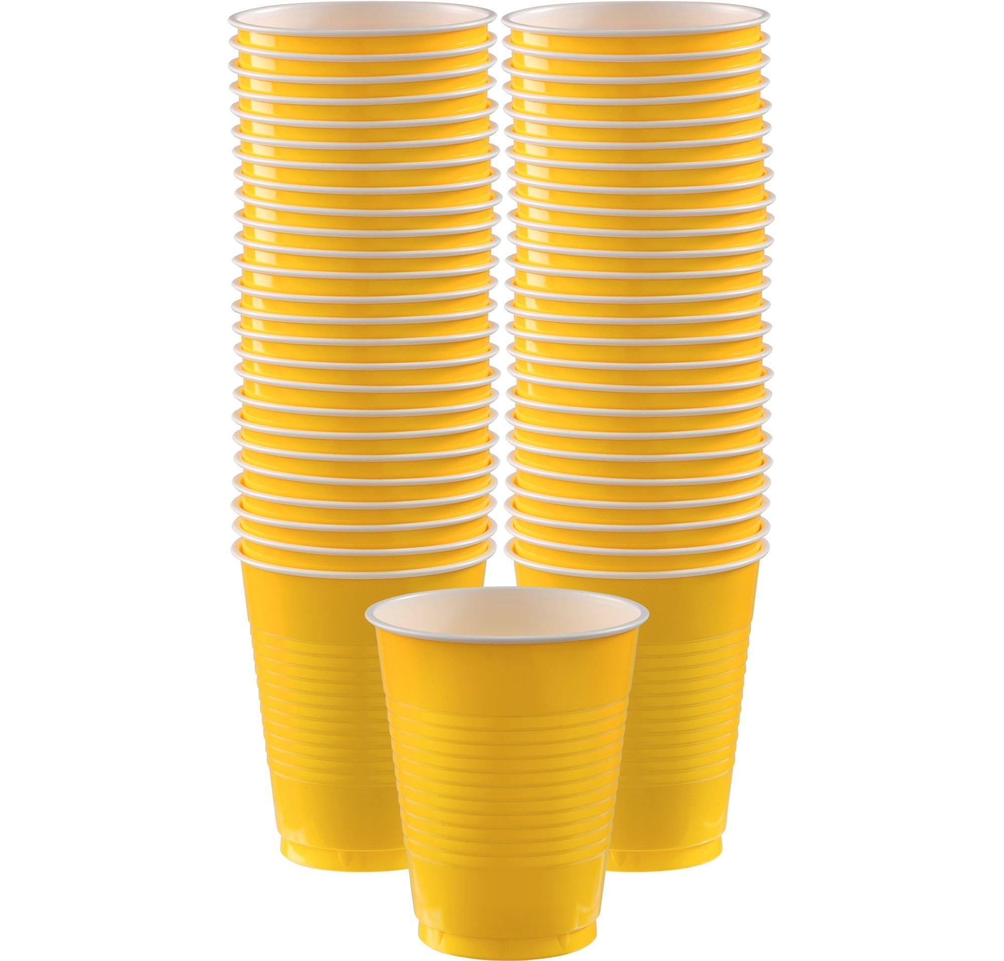 Amscan Everyday Big Party Plastic Cup, Sunshine Yellow - 50 count