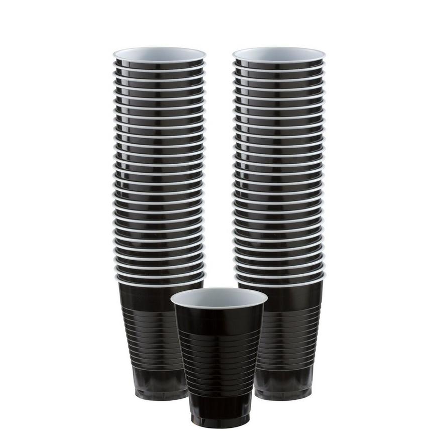 Black Plastic Cups, 12oz, 50ct