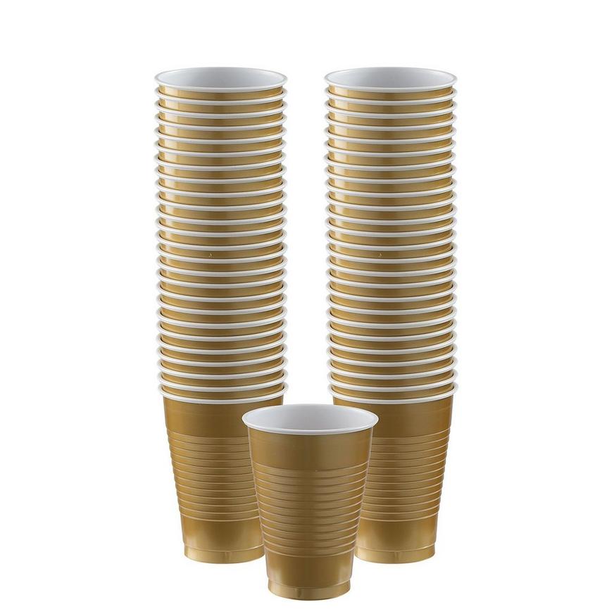Gold Plastic Cups, 12oz, 50ct