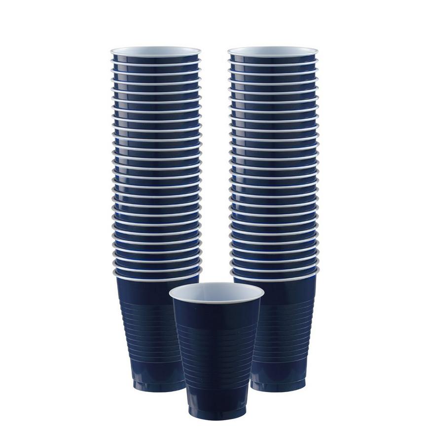 True Navy Blue Plastic Cups, 12oz, 50ct