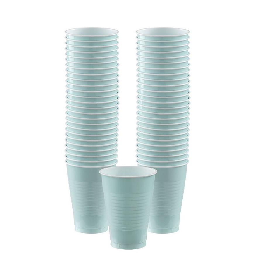 Robin's Egg Blue Plastic Cups, 12oz, 50ct