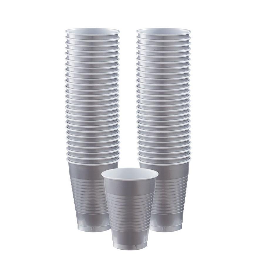 Silver Plastic Cups, 12oz, 50ct